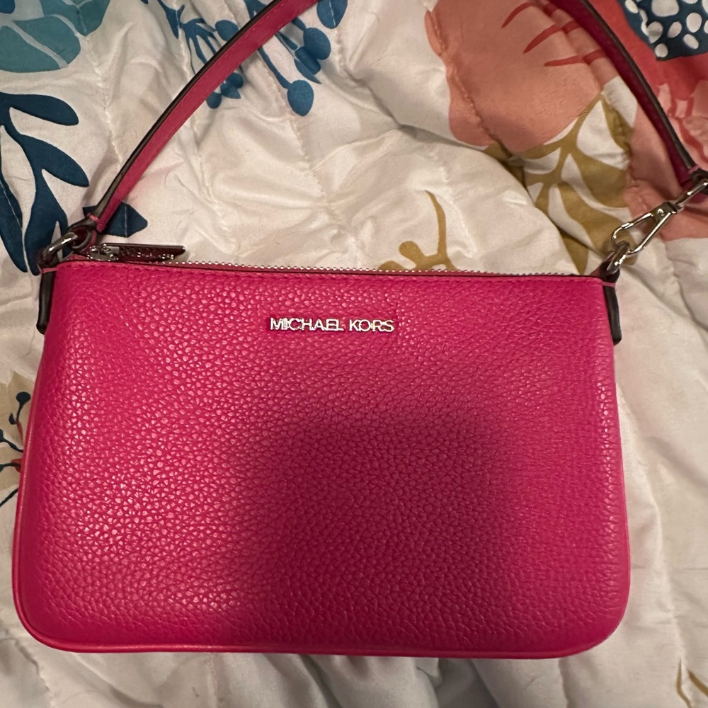 Michael Kors Fuchsia Leather large wristlet